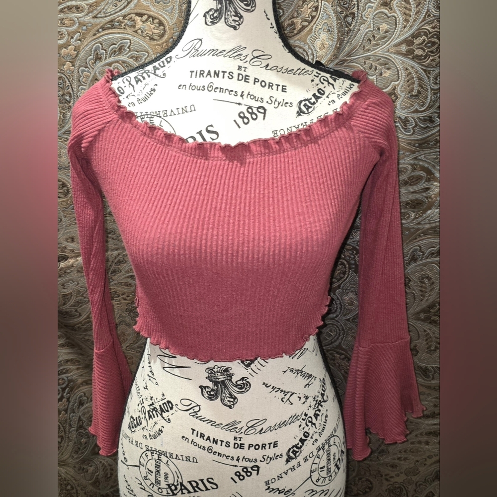 Ribbed Pink Long Sleeve Top